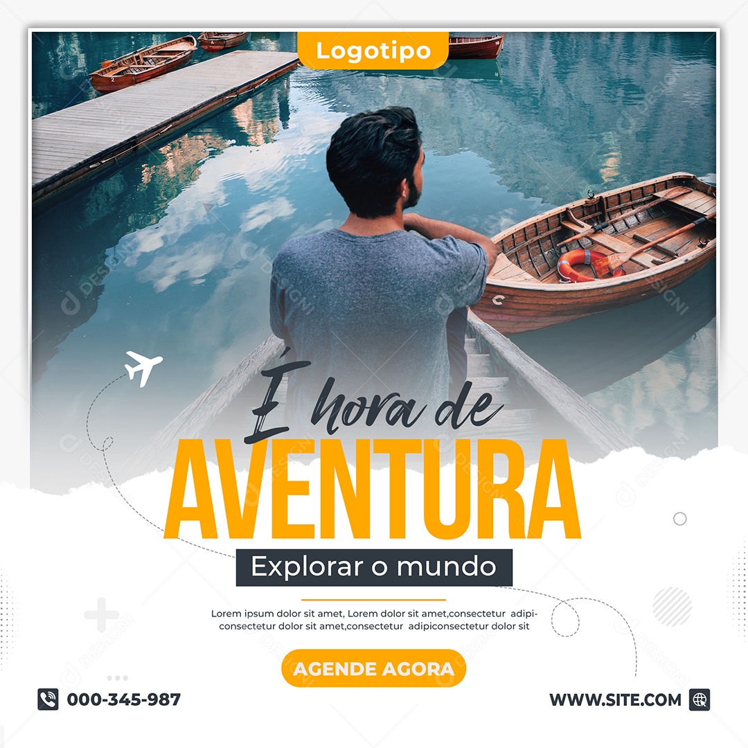 Social Media Agência de Viagens e Turismo É Hora de Aventura PSD Editável