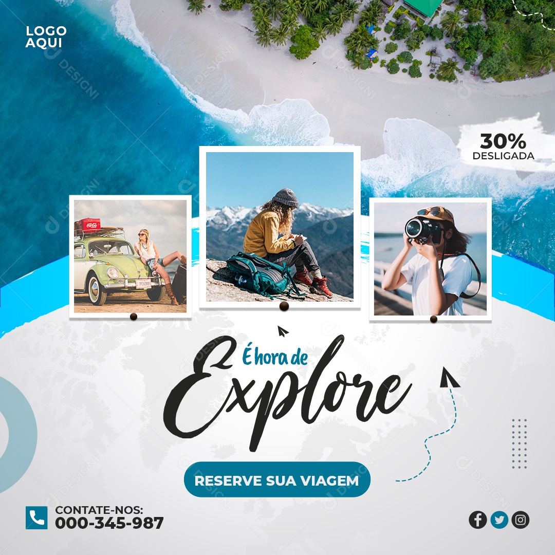 Social Media Agência de Viagens e Turismo PSD Editável