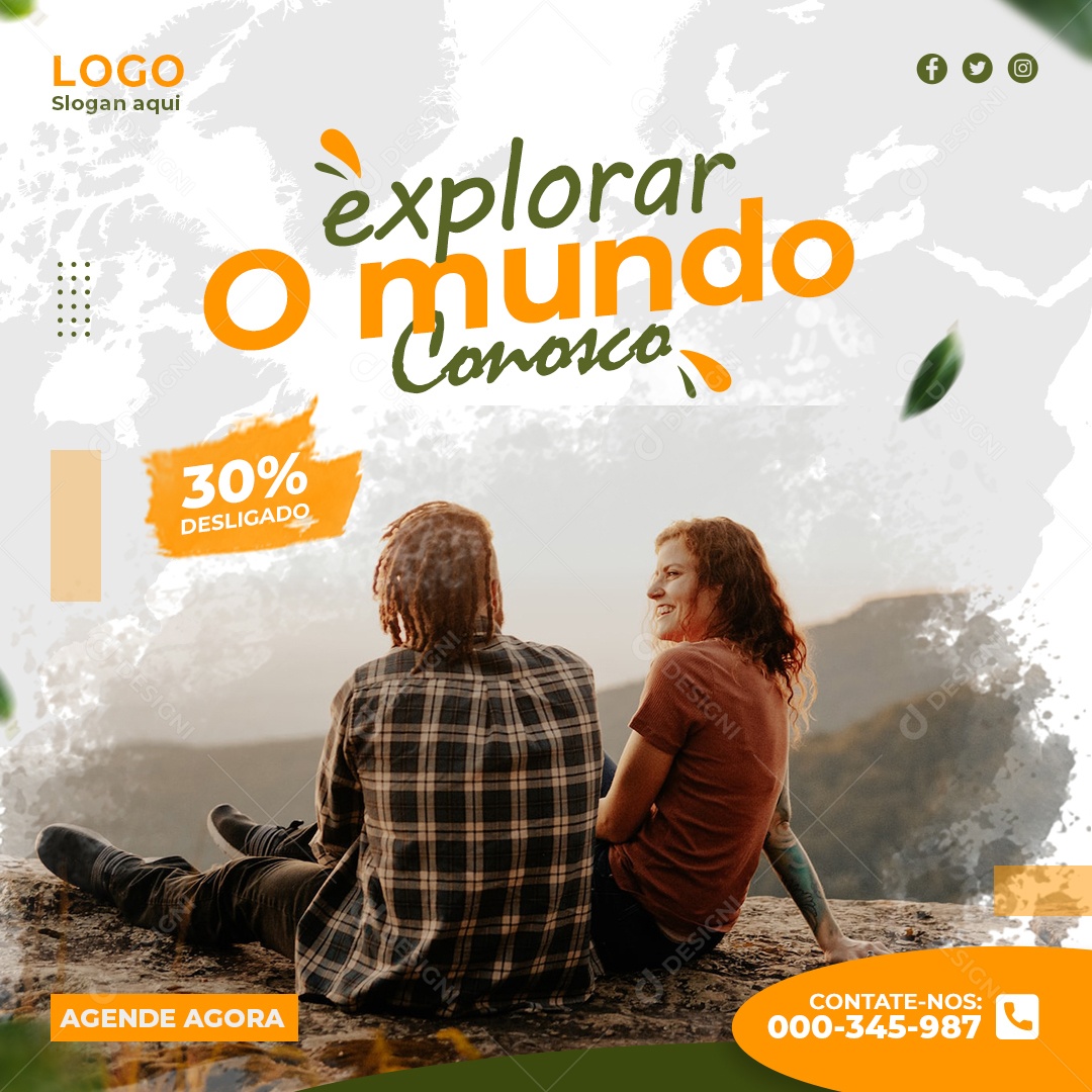 Social Media Agência de Viagens e Turismo Explorar o Mundo PSD Editável