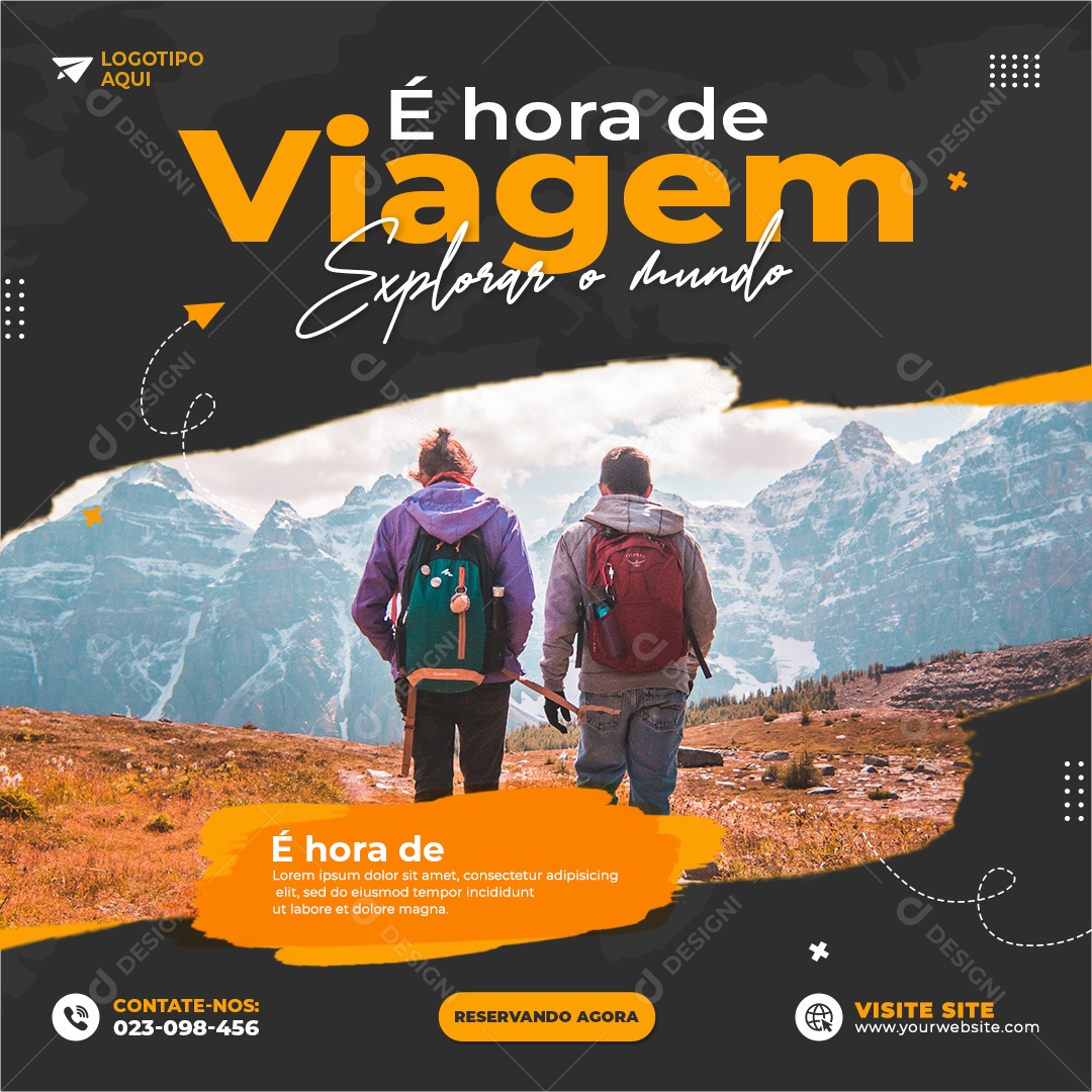 Social Media Agência de Viagens e Turismo É Hora de Viagem PSD Editável