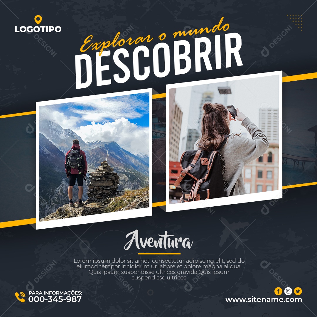 Social Media Agência de Viagens e Turismo PSD Editável