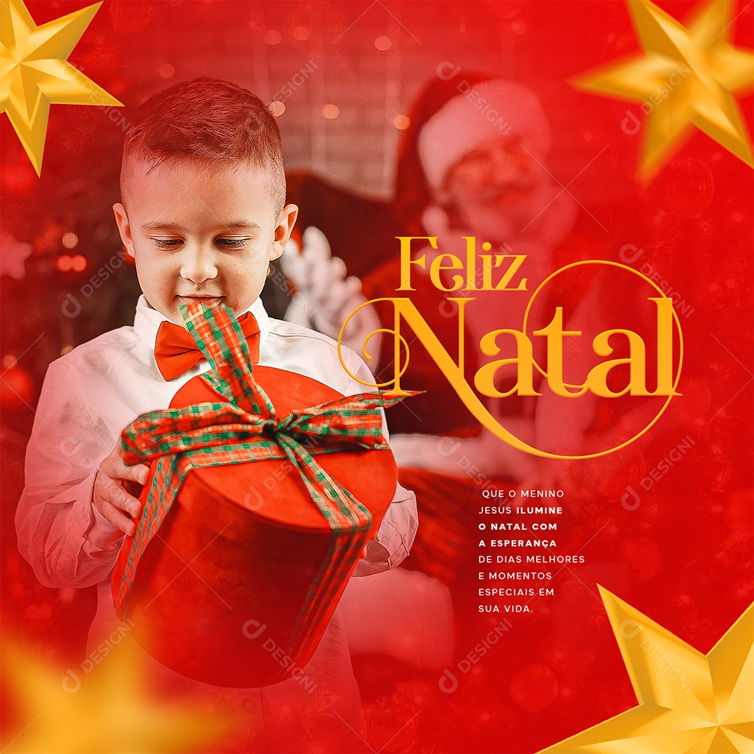 Feliz Natal Que o Menino Jesus Ilumine o Natal Com a Esperança de Dias Melhores e Momentos Especiais em Sua Vida Social Media PSD Editável