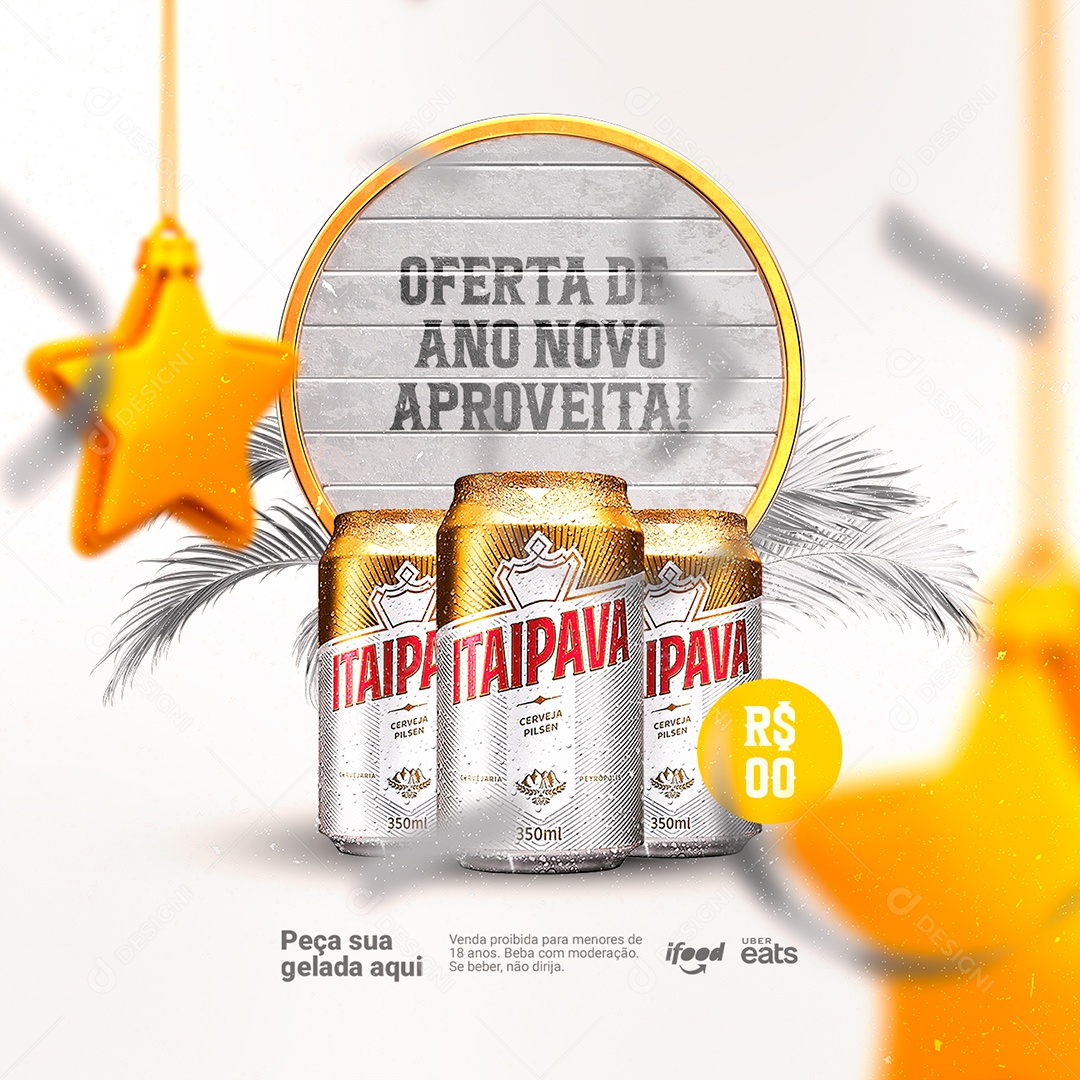Oferta de Ano Novo Aproveita Itaipava Distribuidora Social Media PSD Editável