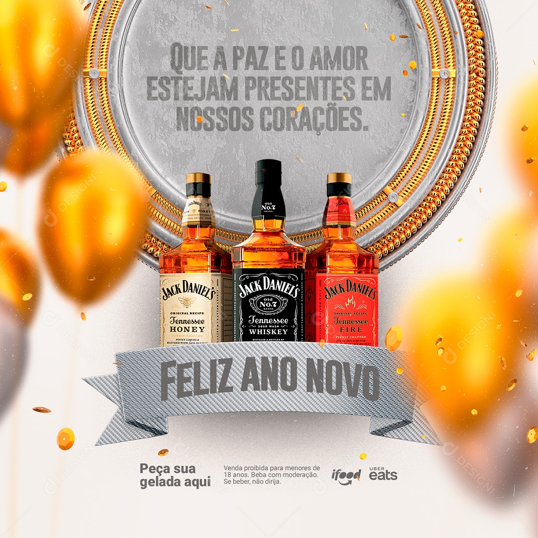 Que a Paz a Saúde e o Amor Estejam Presente Feliz Ano Novo Distribuidora Social Media PSD Editável