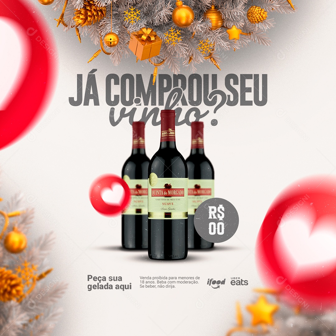 Já Comprou seu Vinho Ano Novo Distribuidora Social Media PSD Editável