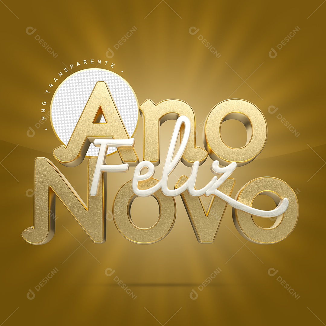 Texto 3D Para Composição Feliz Ano Novo PSD
