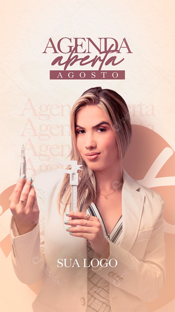 Agenda de Agosto Aberta Stories Social Media PSD Editável