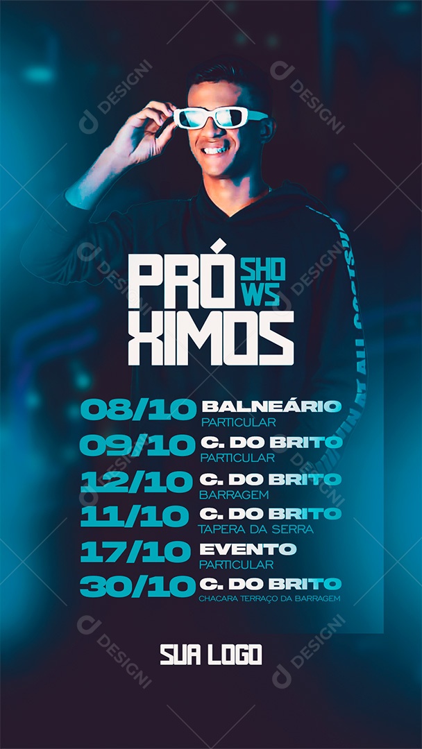 Post Stories Próximos Shows Social Media PSD Editável