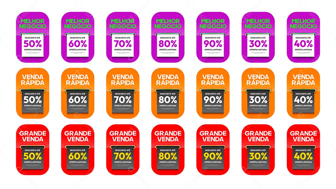 Conjunto de Elementos Vetoriais Etiquetas de Desconto Empresariais EPS Editável