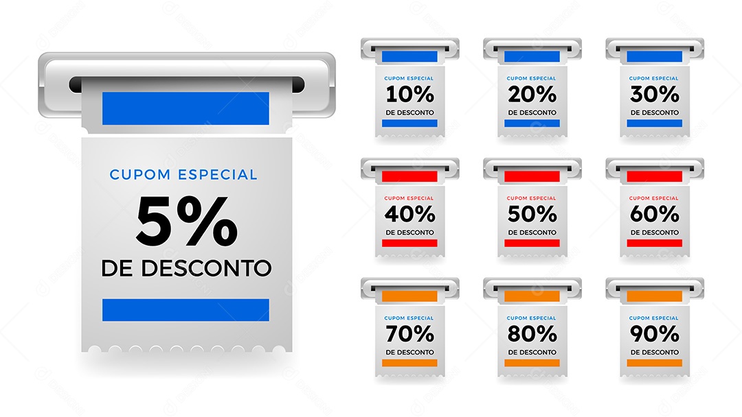 Conjunto de Elementos Vetoriais Ticket de Desconto EPS Editável