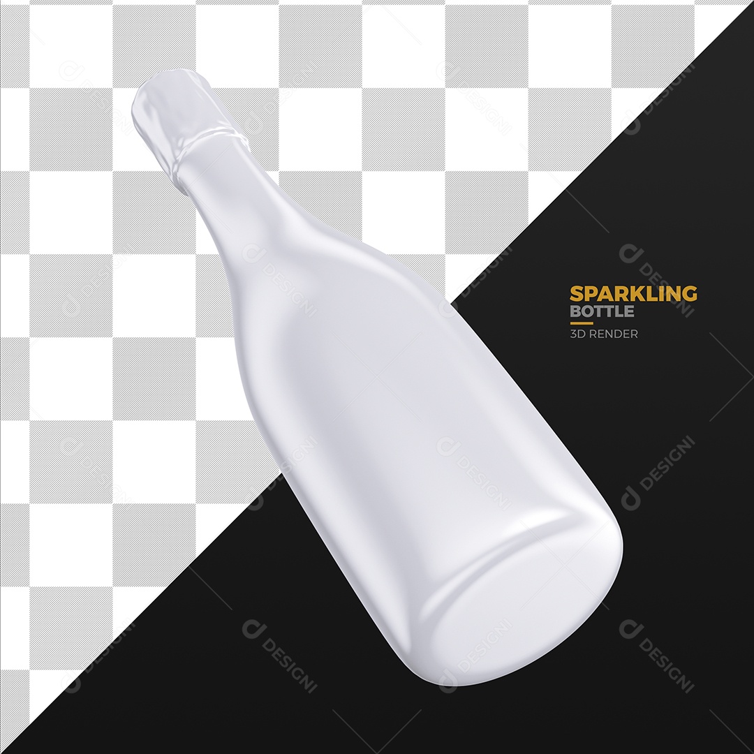 Elemento 3D Para Composição Garrafa de Champanhe Branca PSD