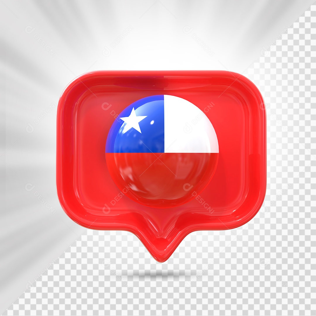 Ícone do Chile Elemento 3D Vermelho para Composição PSD
