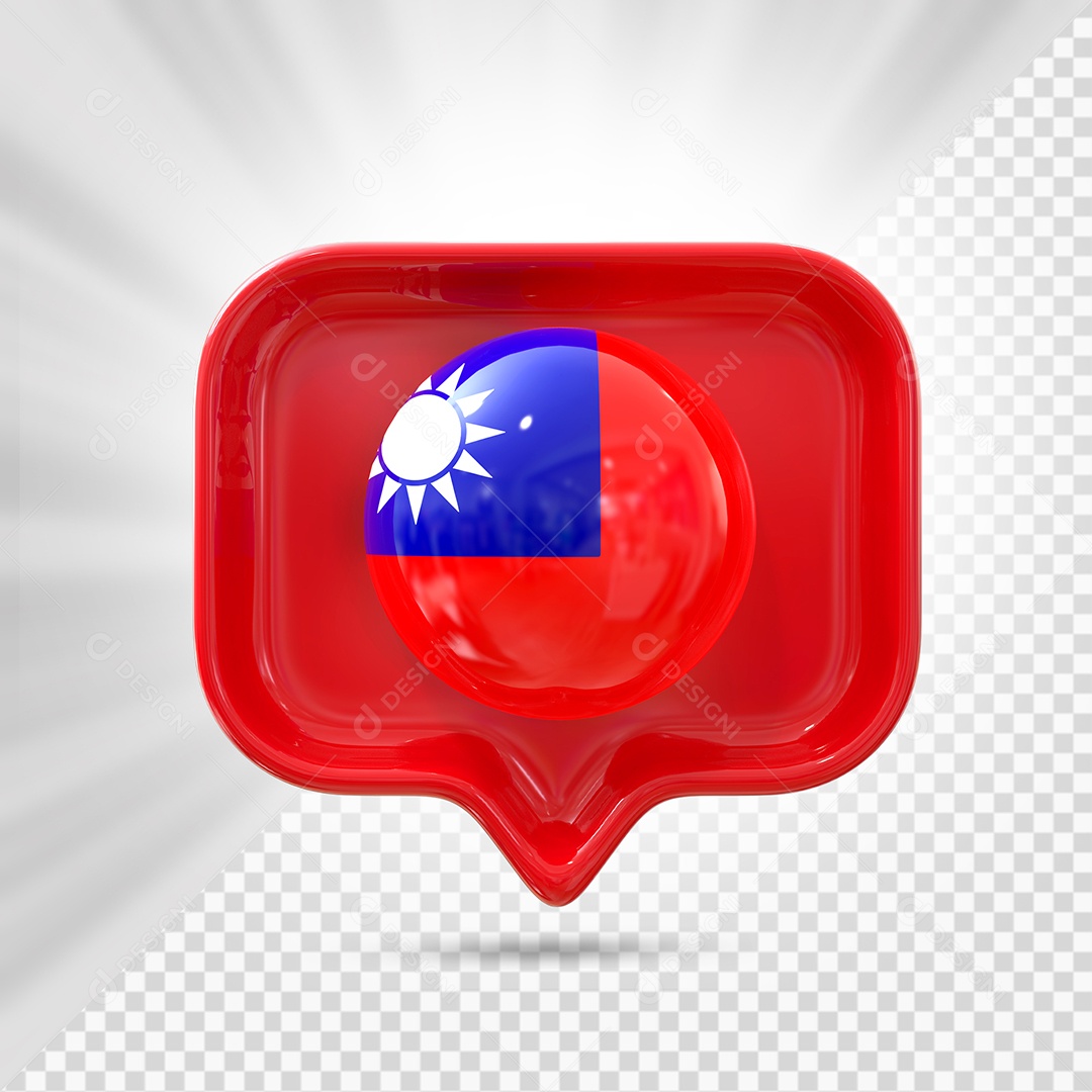 Ícone do Taiwan Elemento 3D Vermelho para Composição PSD