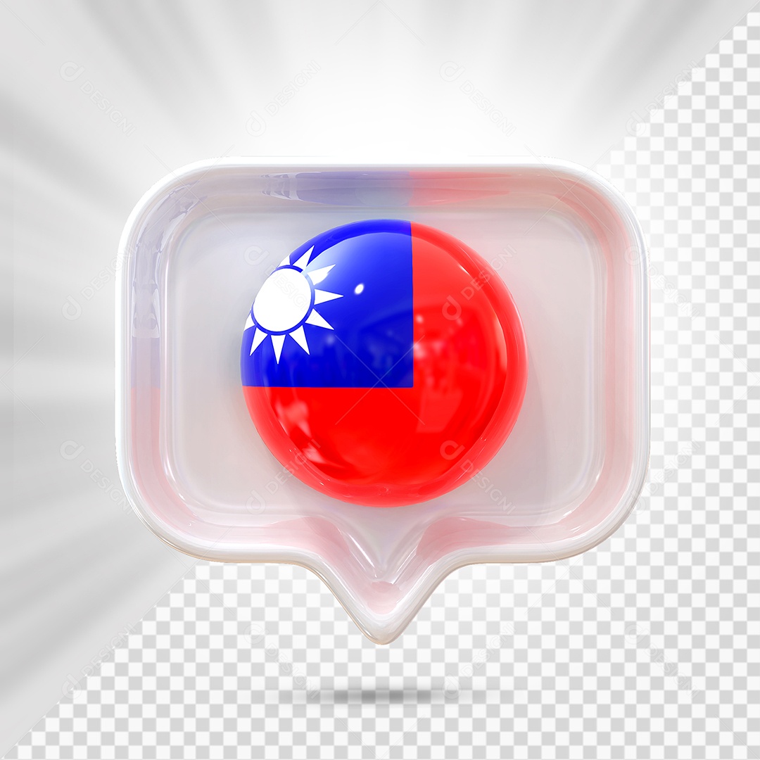 Ícone do Taiwan Elemento 3D Branco para Composição PSD