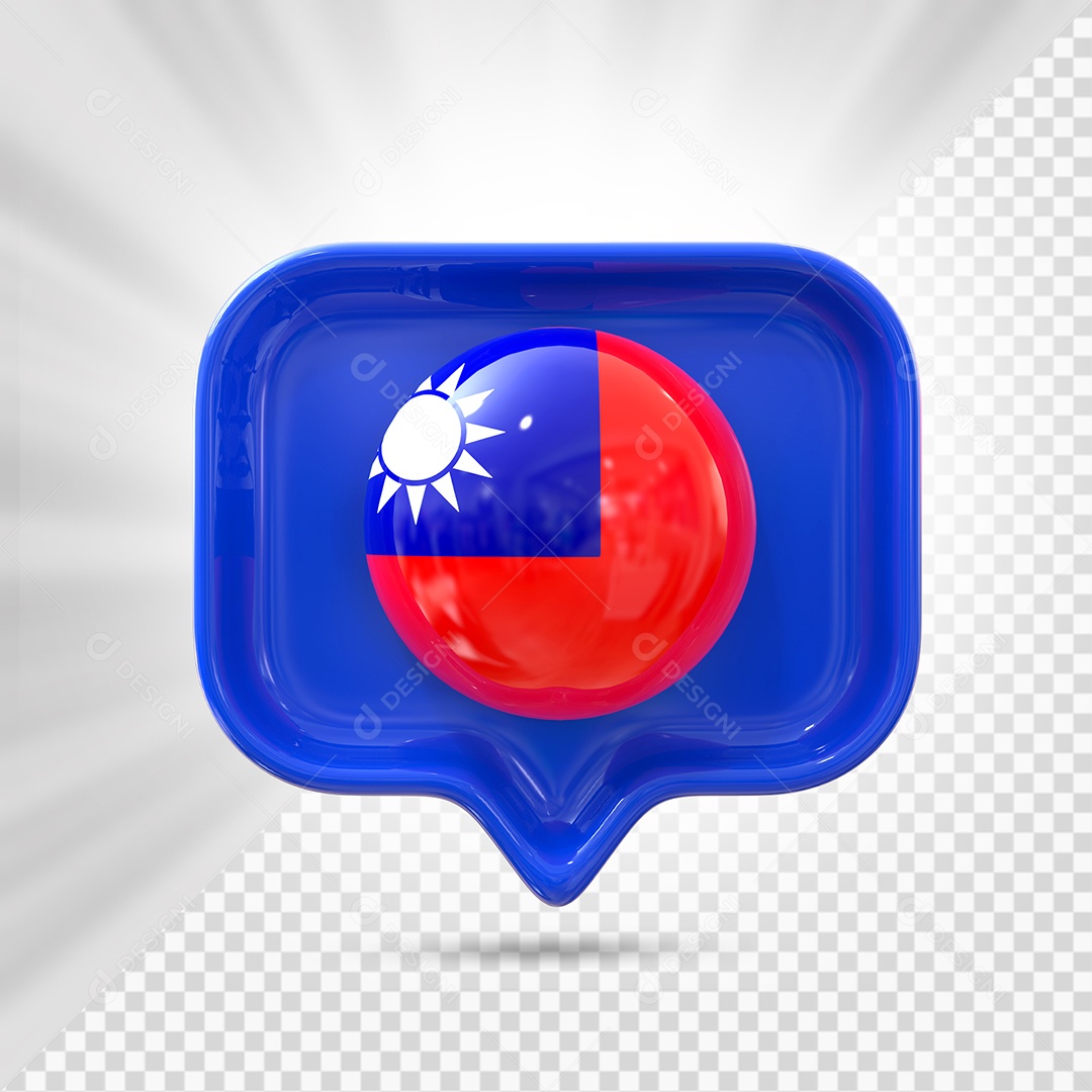 Ícone do Taiwan Elemento 3D Azul para Composição PSD