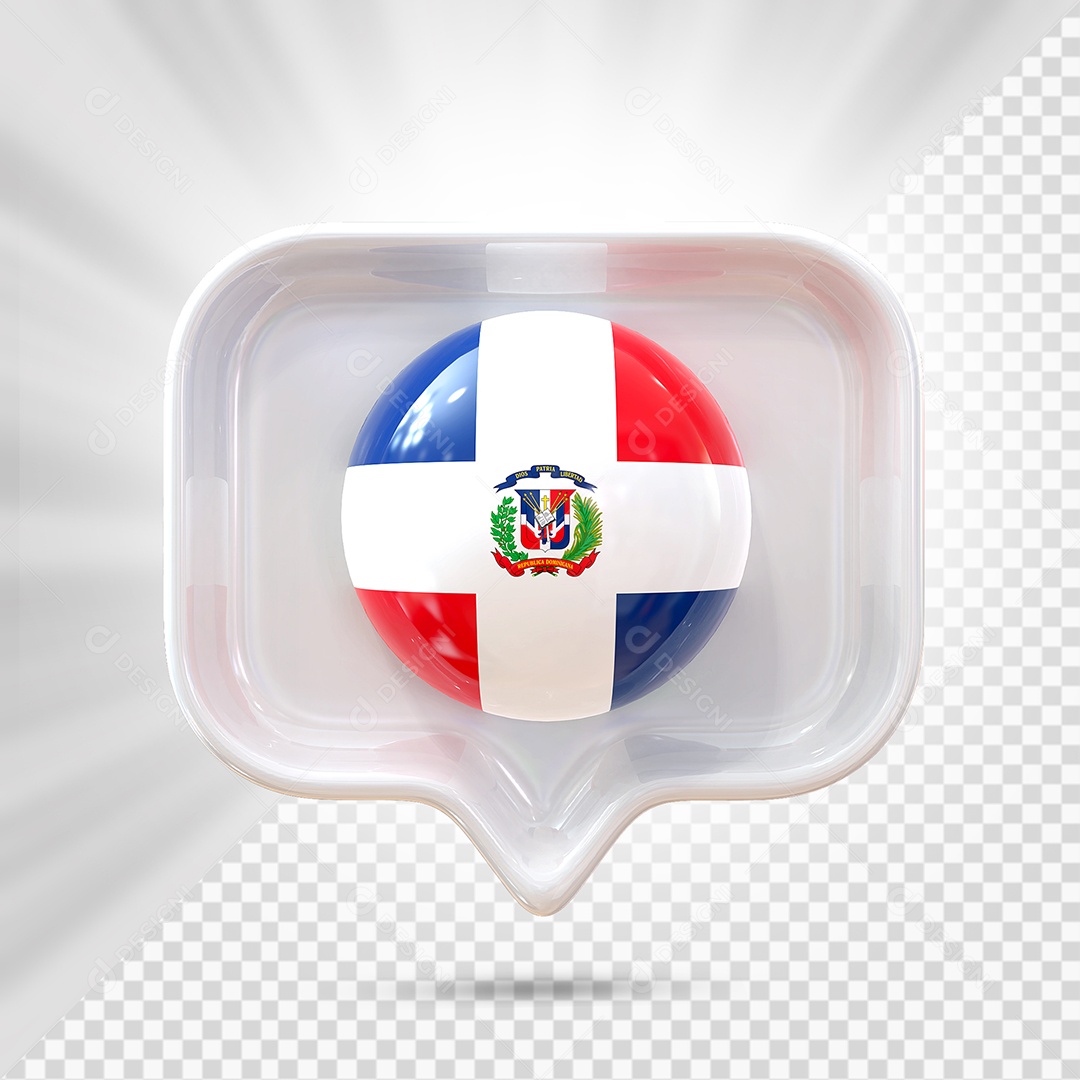Ícone da República Dominicana Elemento 3D Branco para Composição PSD
