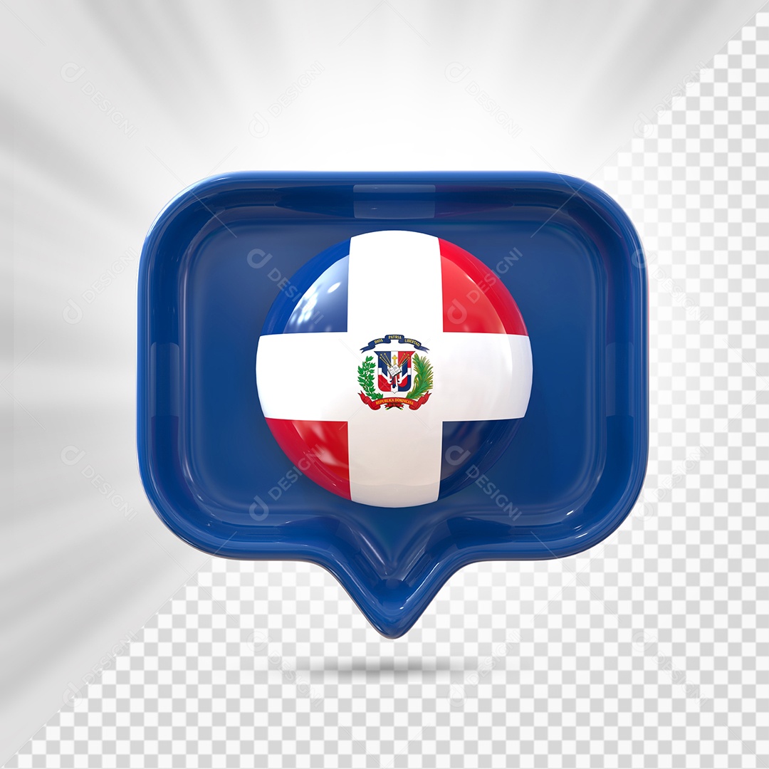 Ícone da República Dominicana Elemento 3D Azul para Composição PSD