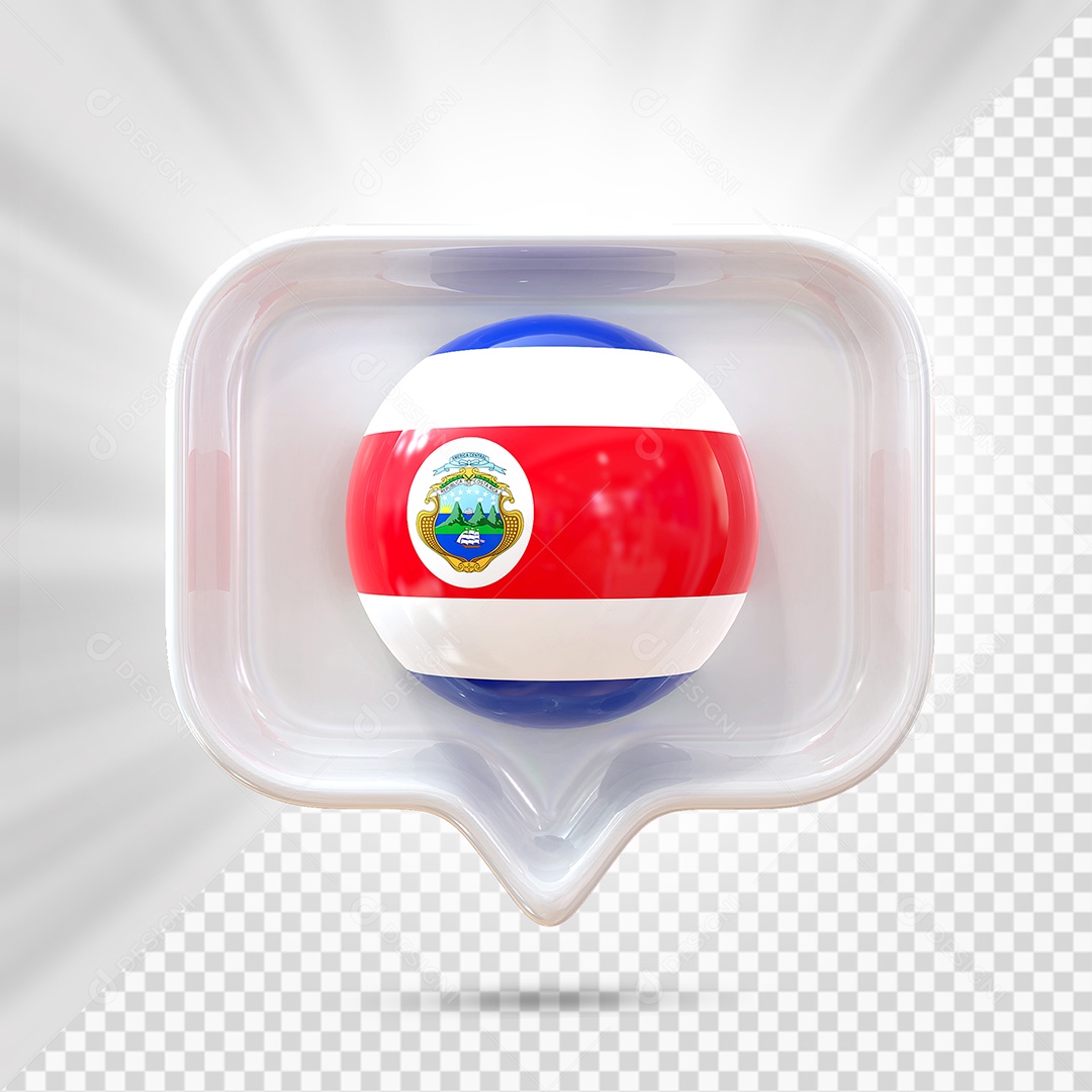 Ícone da Costa Rica Elemento 3D Branco para Composição PSD
