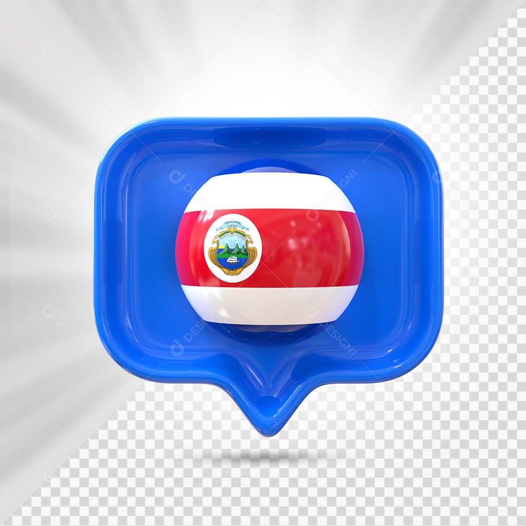 Ícone da Costa Rica Elemento 3D Azul para Composição PSD