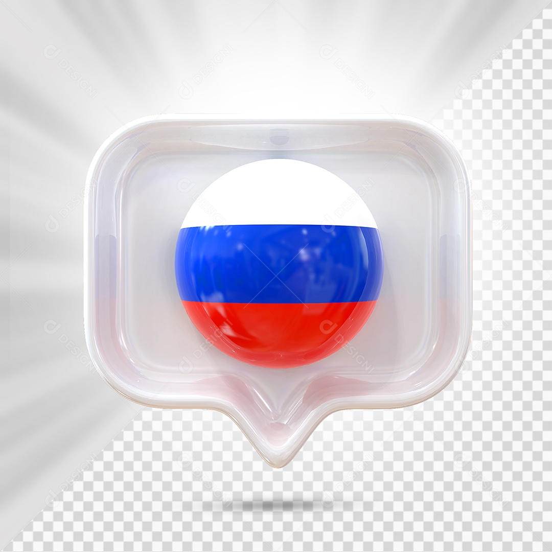 Ícone da Rússia Elemento 3D Branco para Composição PSD