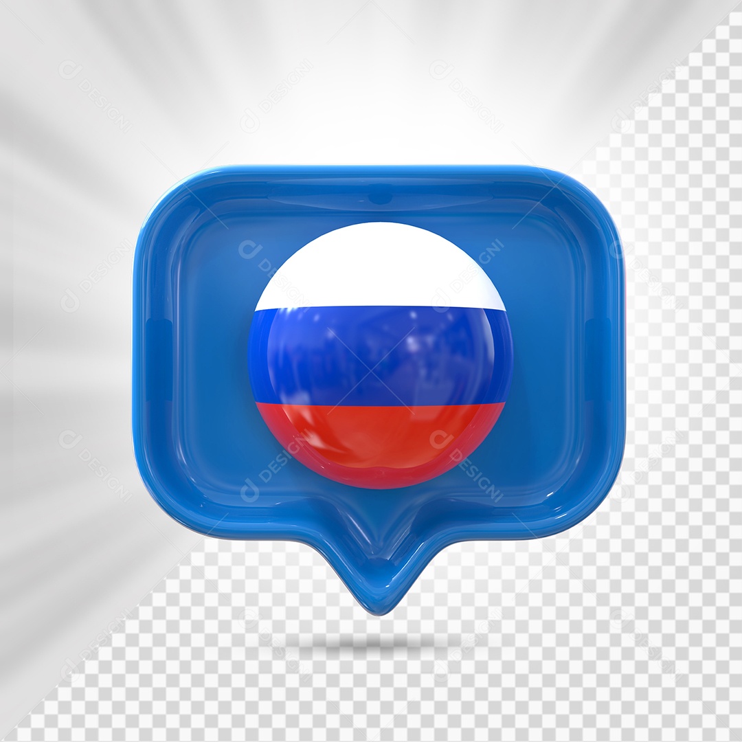 Ícone da Rússia Elemento 3D Azul para Composição PSD