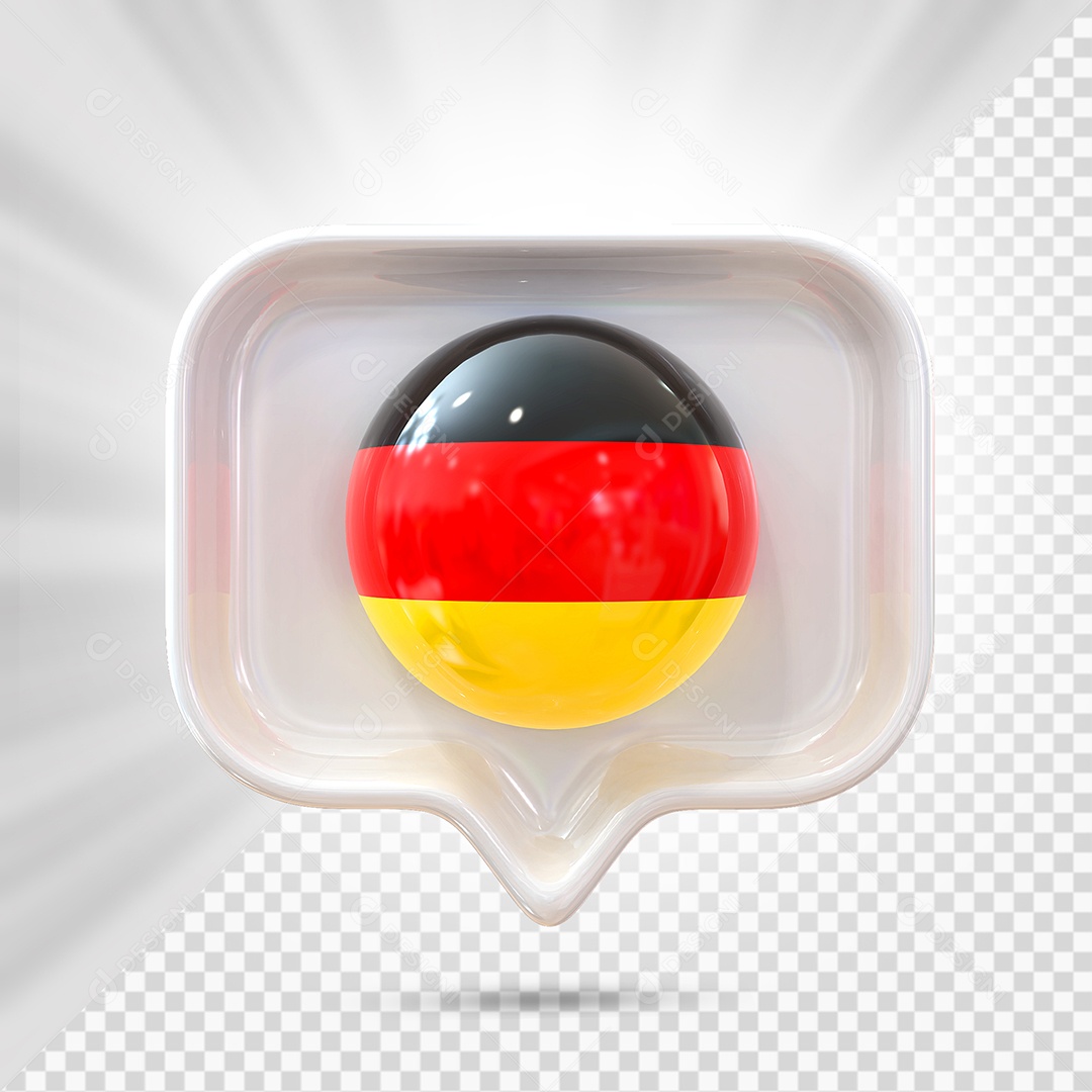 Ícone da Alemanha Elemento 3D Branco para Composição PSD