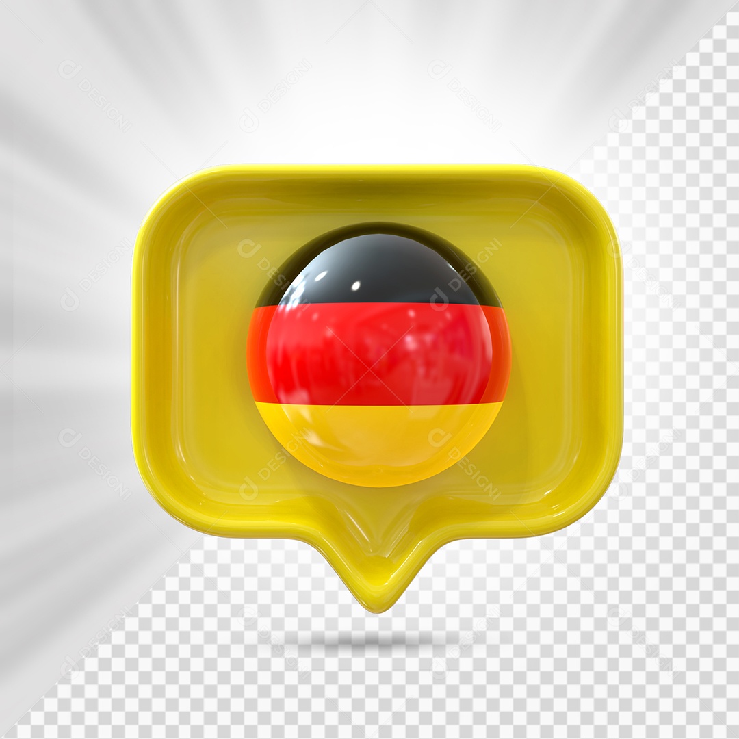 Ícone da Alemanha Elemento 3D Amarelo para Composição PSD