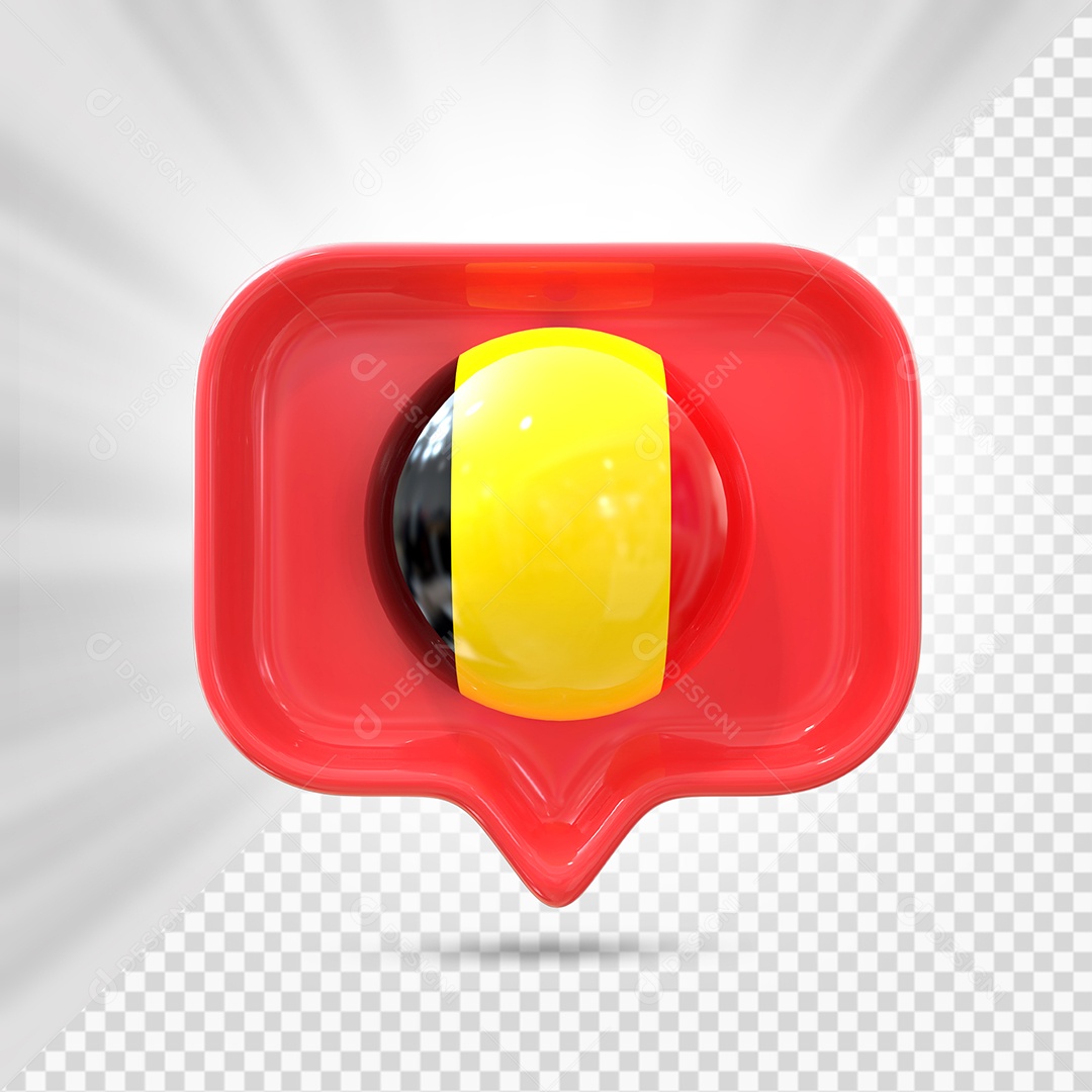 Ícone da Bélgica Elemento 3D Vermelho para Composição PSD
