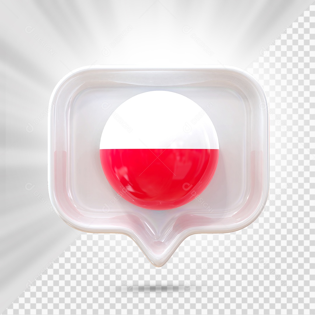 Ícone da Polônia Elemento 3D Branco para Composição PSD