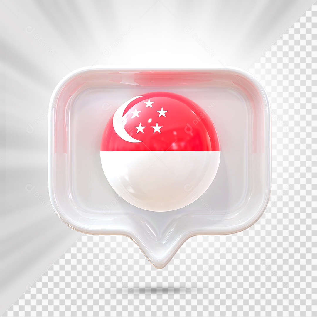 Ícone de Singapura Elemento 3D Branco para Composição PSD