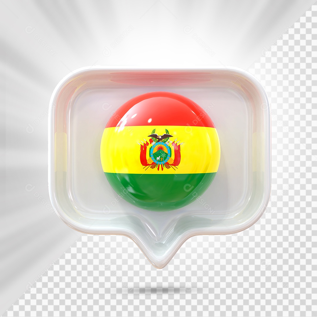 Ícone da Bolívia Elemento 3D Branco para Composição PSD