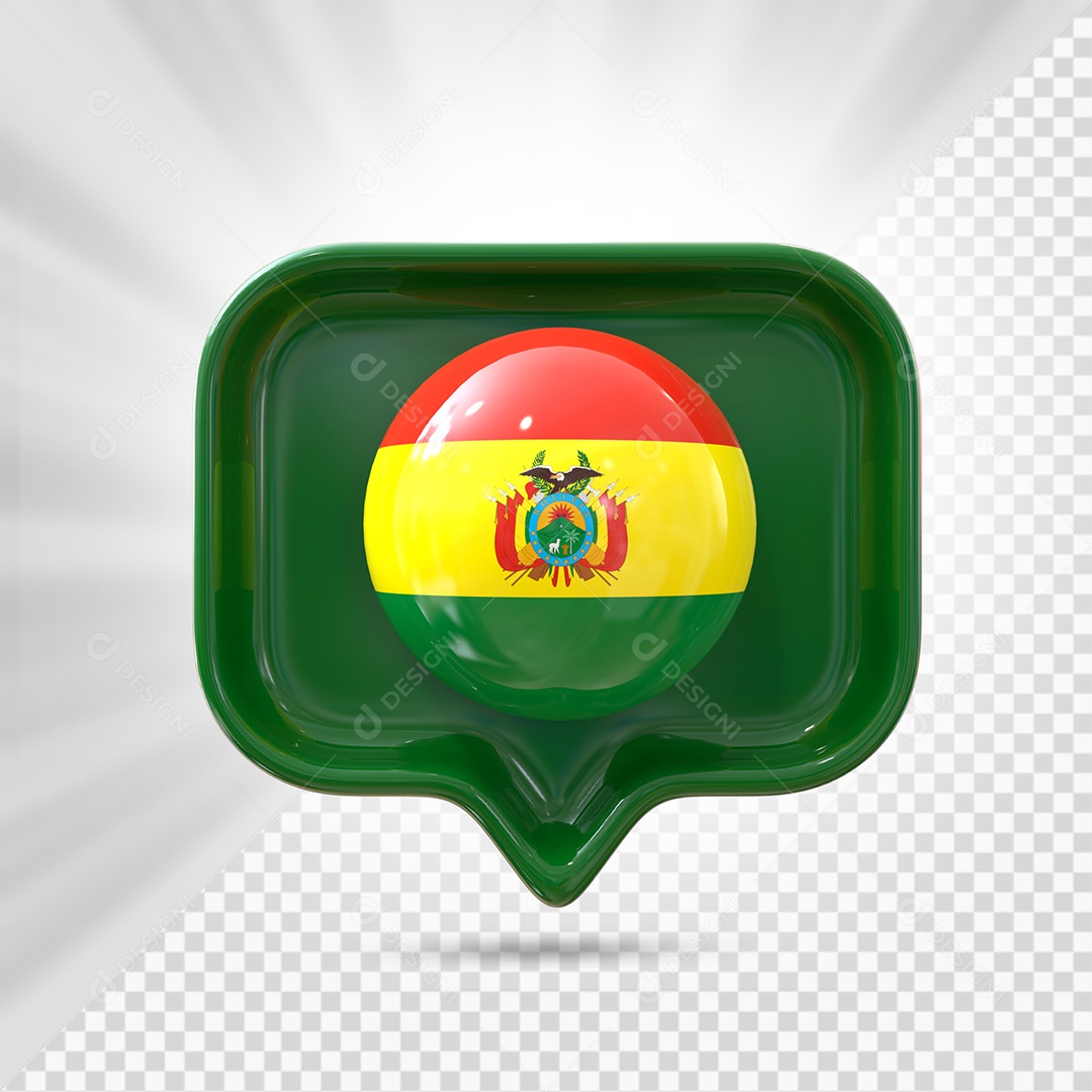 Ícone da Bolívia Elemento 3D Verde para Composição PSD