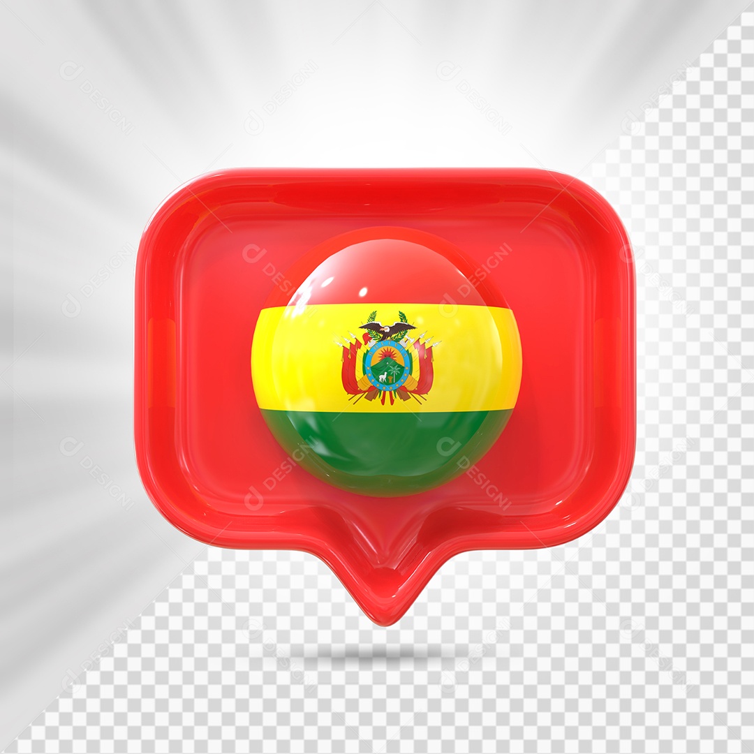 Ícone da Bolívia Elemento 3D Vermelho para Composição PSD
