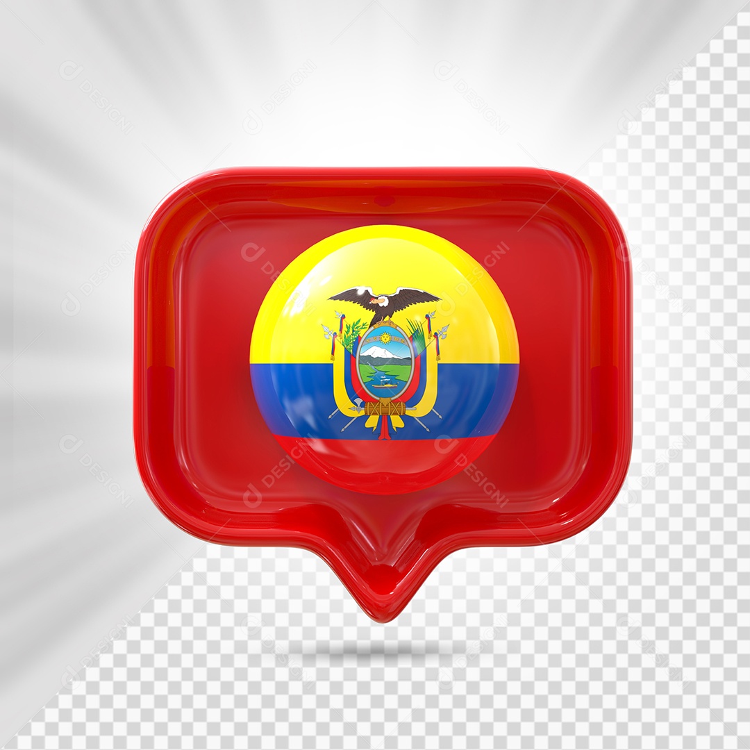 Ícone do Equador Elemento 3D Vermelho para Composição PSD