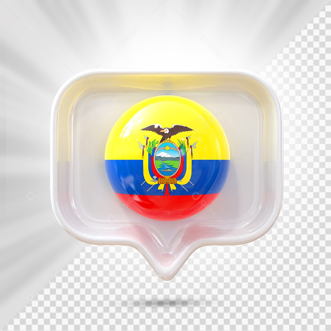 Ícone do Equador Elemento 3D Branco para Composição PSD