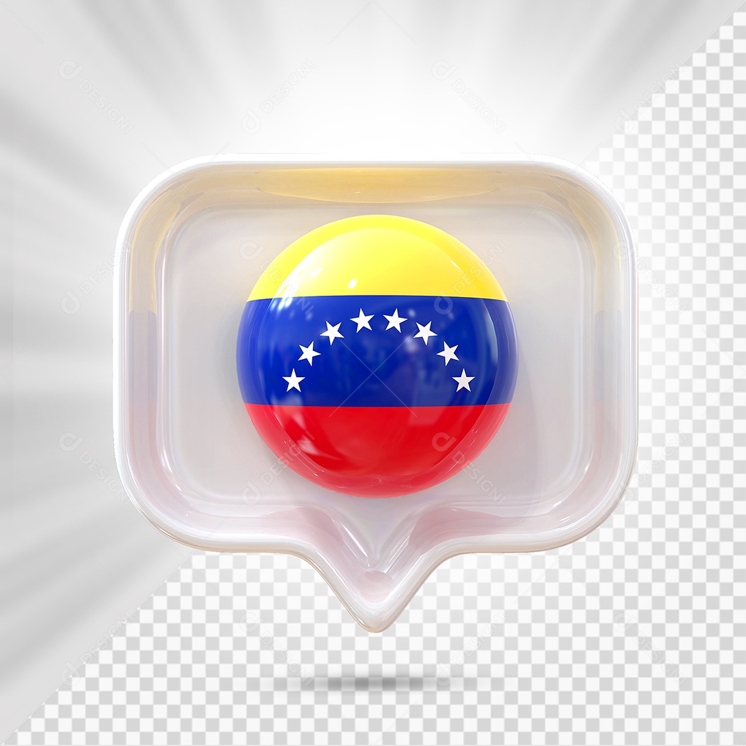 Ícone da Venezuela Elemento 3D Branco para Composição PSD