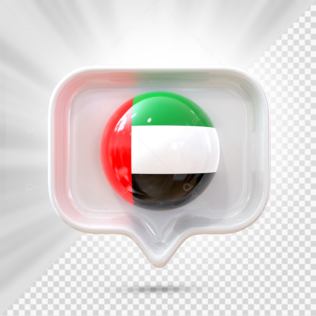 Ícone de Emirados Árabes Unidos Elemento 3D Branco para Composição PSD