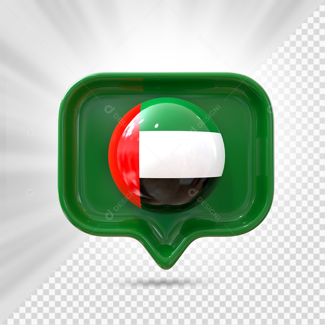 Ícone de Emirados Árabes Unidos Elemento 3D Verde para Composição PSD