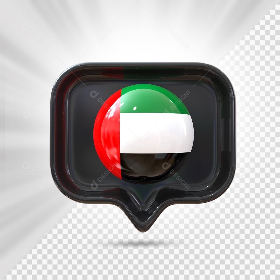 Ícone de Emirados Árabes Unidos Elemento 3D Branco para Composição PSD