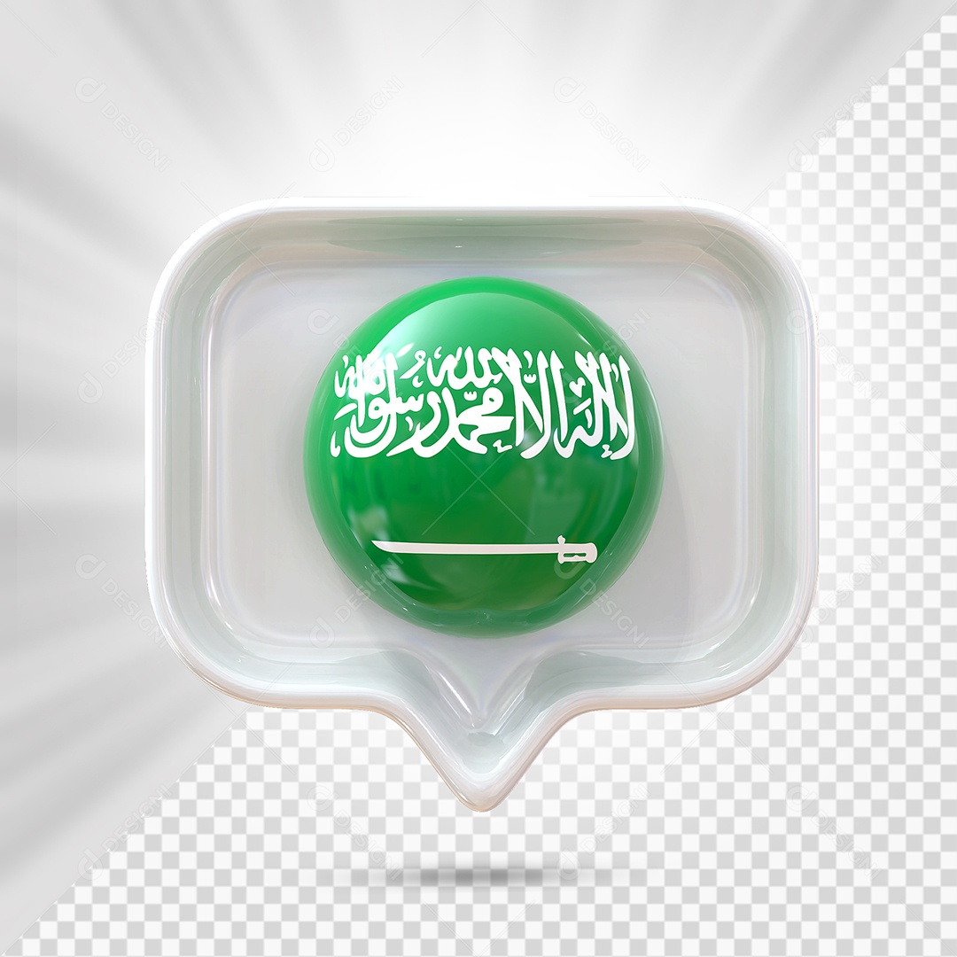 Ícone da Arábia Saudita Elemento 3D Branco para Composição PSD