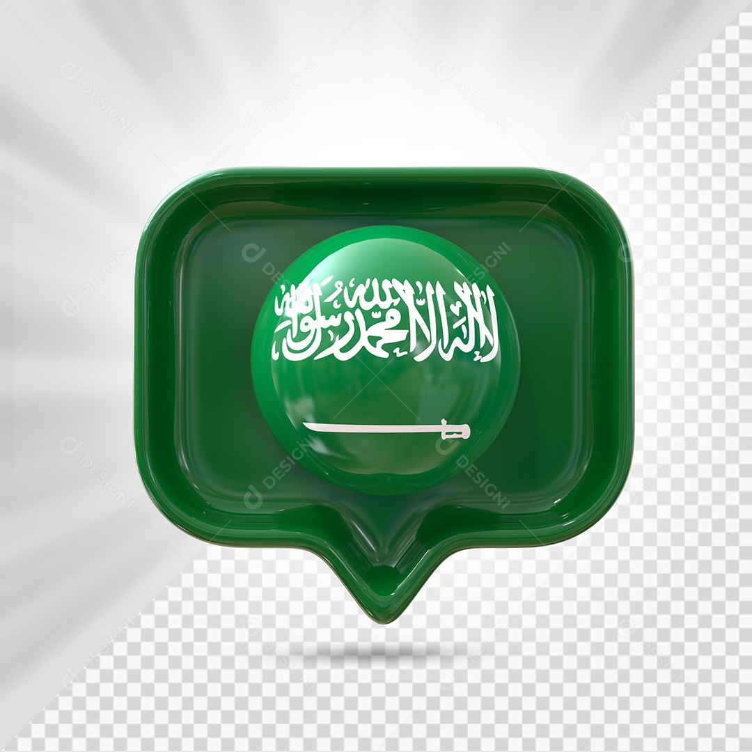 Ícone da Arábia Saudita Elemento 3D Verde para Composição PSD