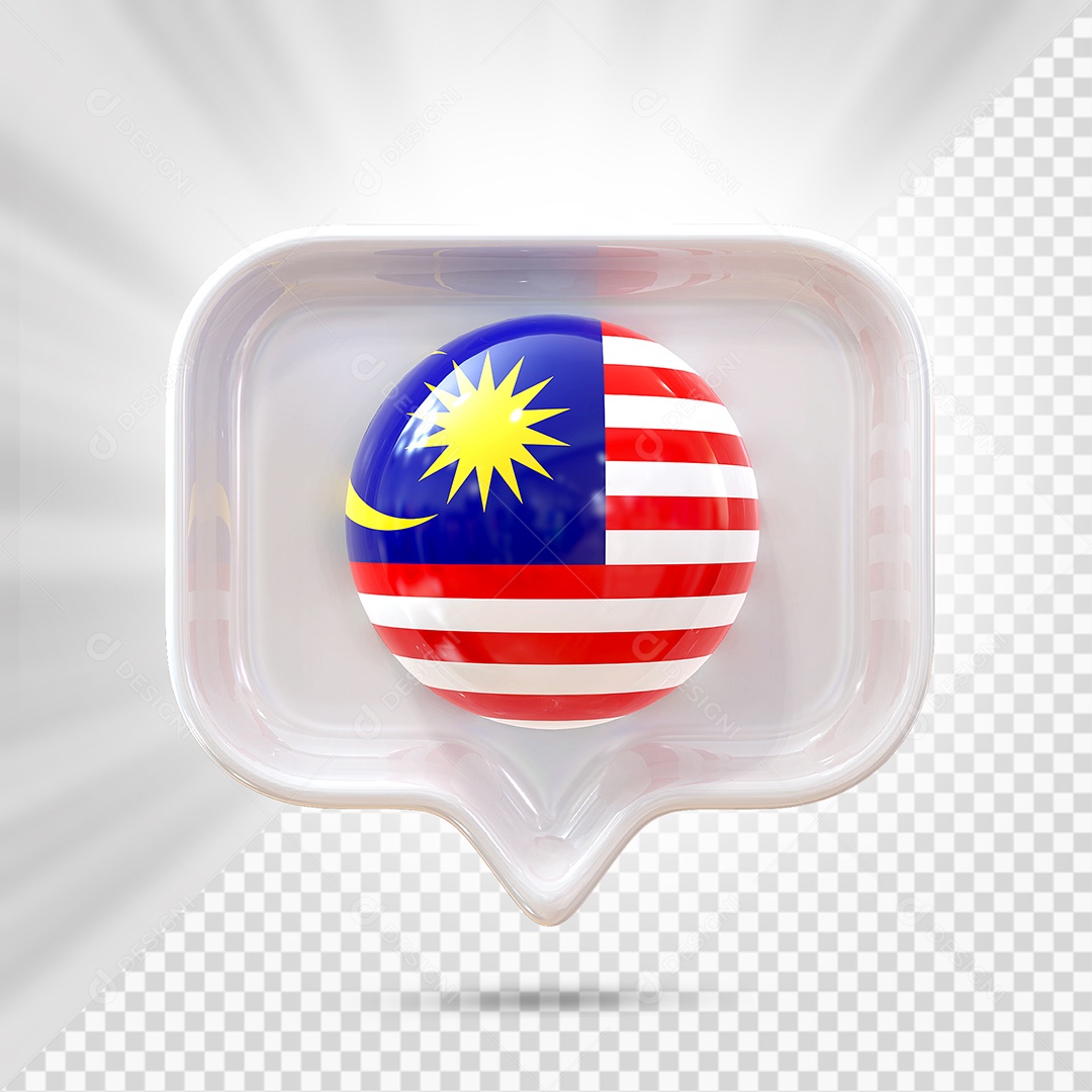 Ícone da Malásia Elemento 3D Branco para Composição PSD