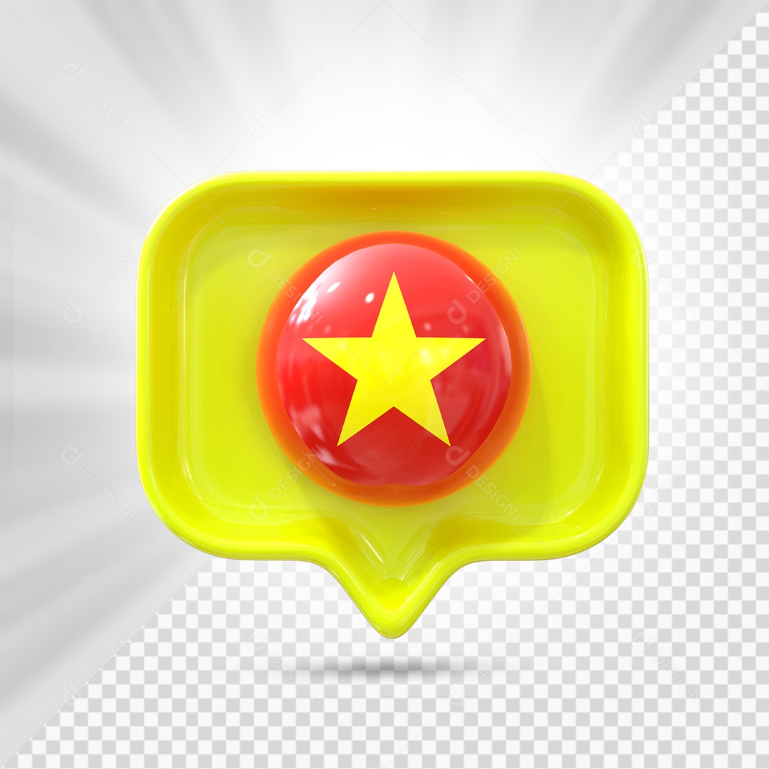 Ícone do Vietnã Elemento 3D Amarelo para Composição PSD