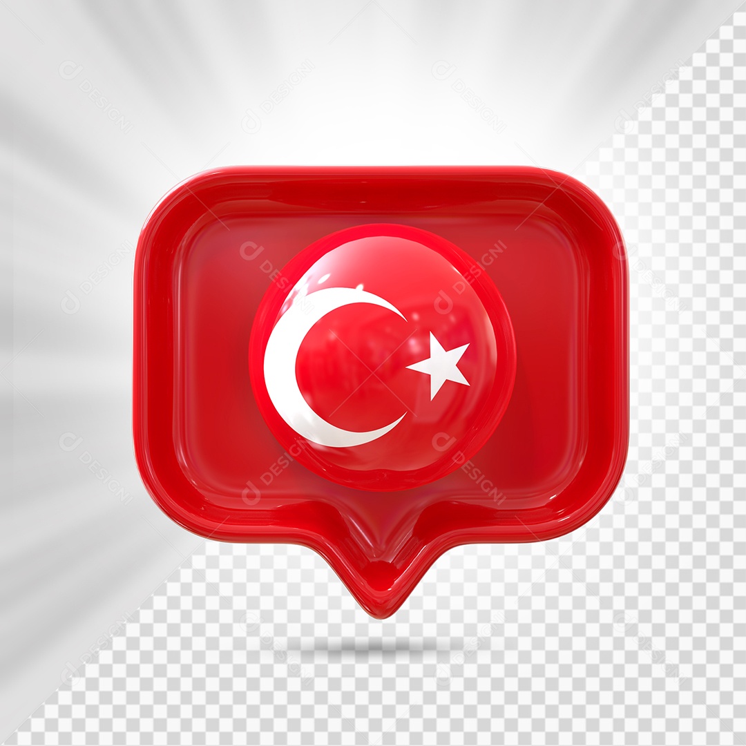 Ícone da Turquia Elemento 3D Vermelho para Composição PSD