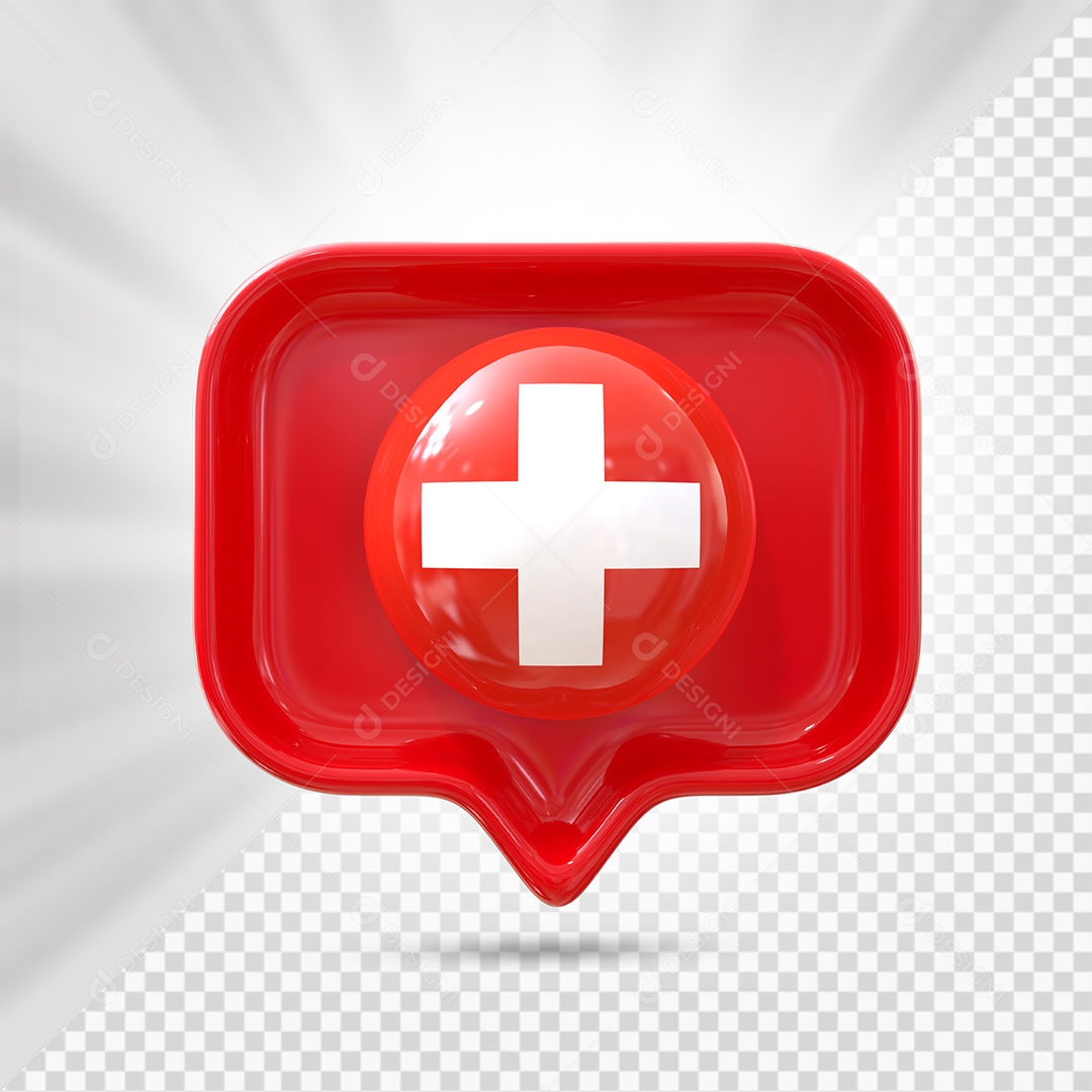 Ícone da Suíça Elemento 3D Vermelho para Composição PSD