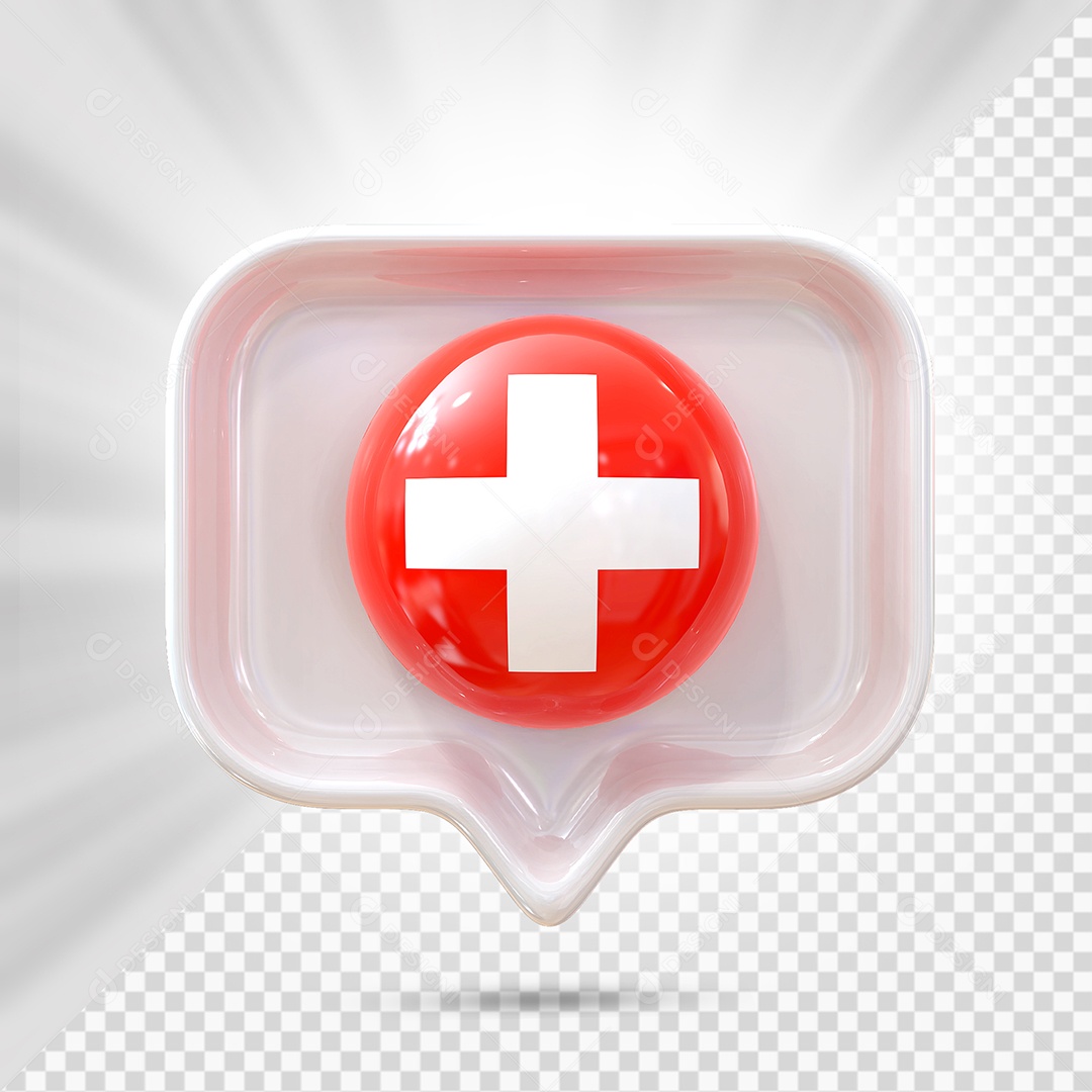 Ícone da Suíça Elemento 3D Branco para Composição PSD