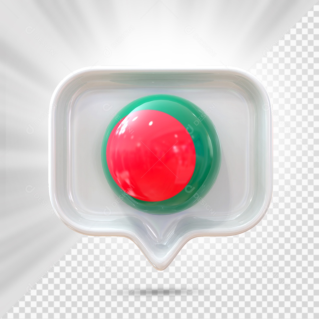 Ícone do Bangladesh Elemento 3D Branco para Composição PSD