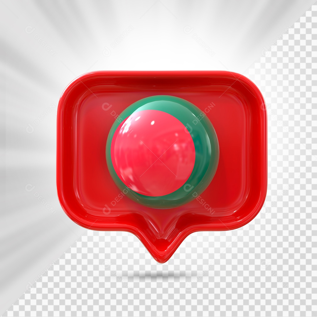 Ícone do Bangladesh Elemento 3D Vermelho para Composição PSD