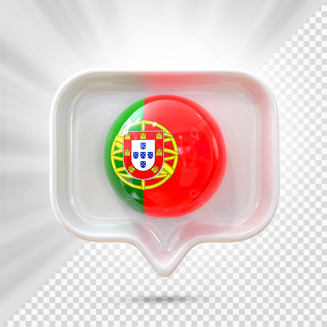 Ícone do Portugal Elemento 3D Branco para Composição PSD