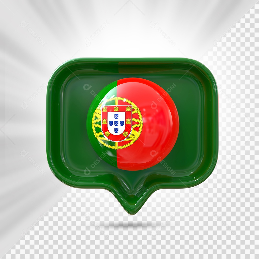 Ícone do Portugal Elemento 3D Verde para Composição PSD